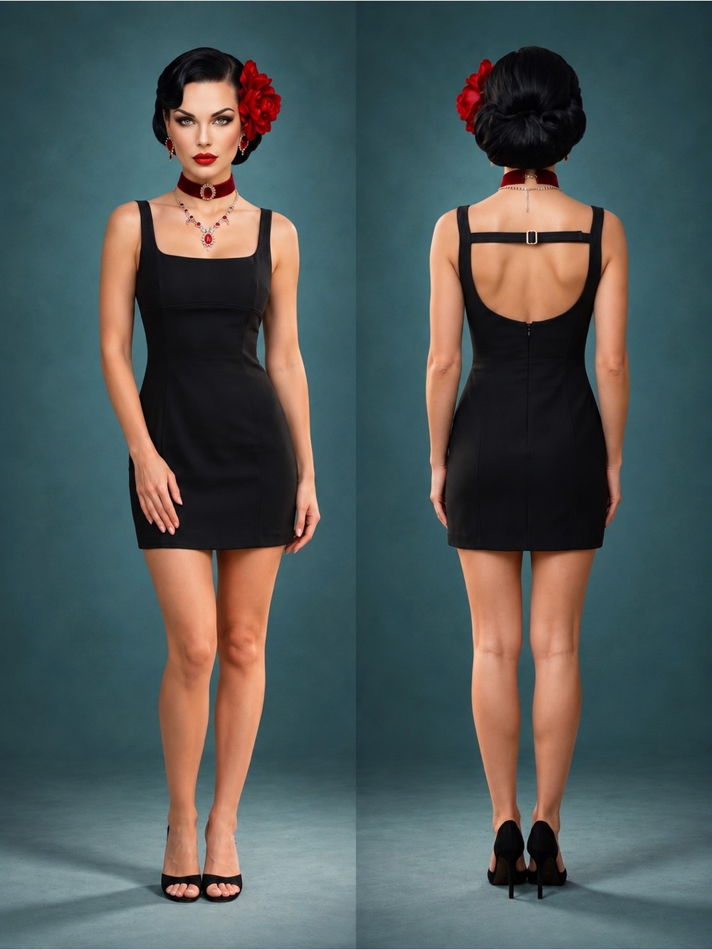 Dress Mini Classic Black Beautiful with Square-Neckline Size 8 by Kenneth Cole